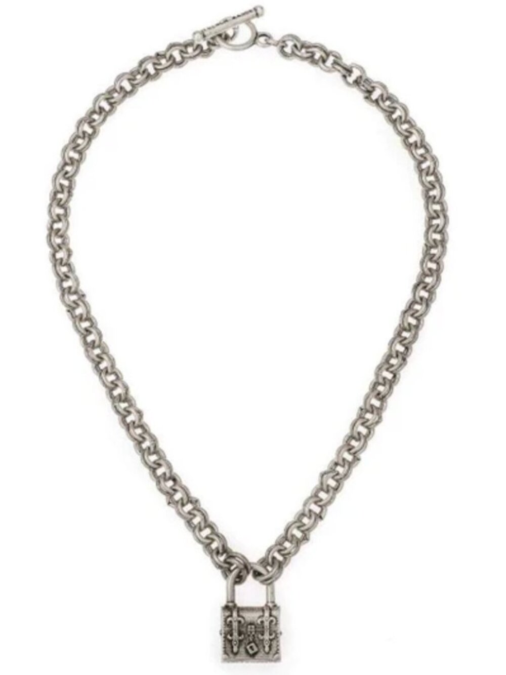 FRENCH KANDE Raphaelle Necklace Double Cable Chain FK Lock Charm Silver